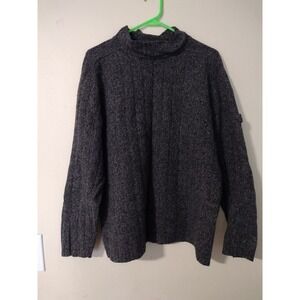 Pure Stuff Mens Charcoal Gray Mock Neck Chunky Knit wool Sweater Size M